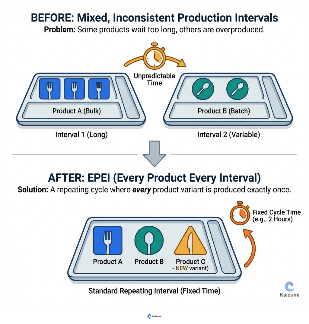 Illustration explaining EPEI (Every Product Every Interval)