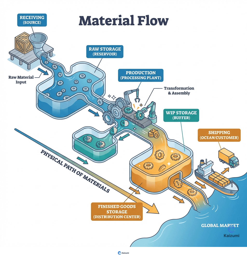 Illustration explaining Material Flow