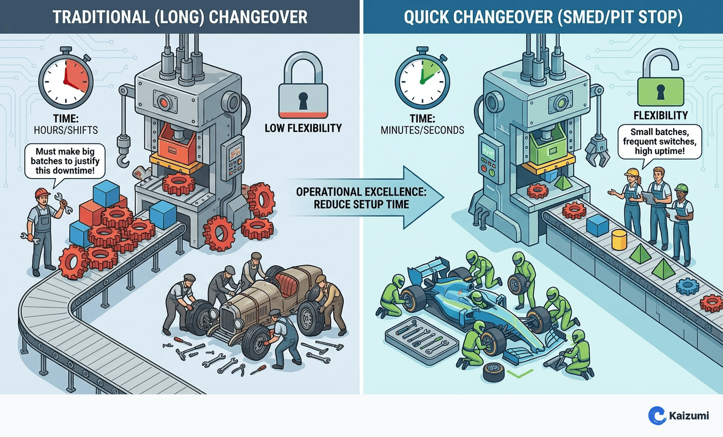 Illustration explaining Quick Changeover