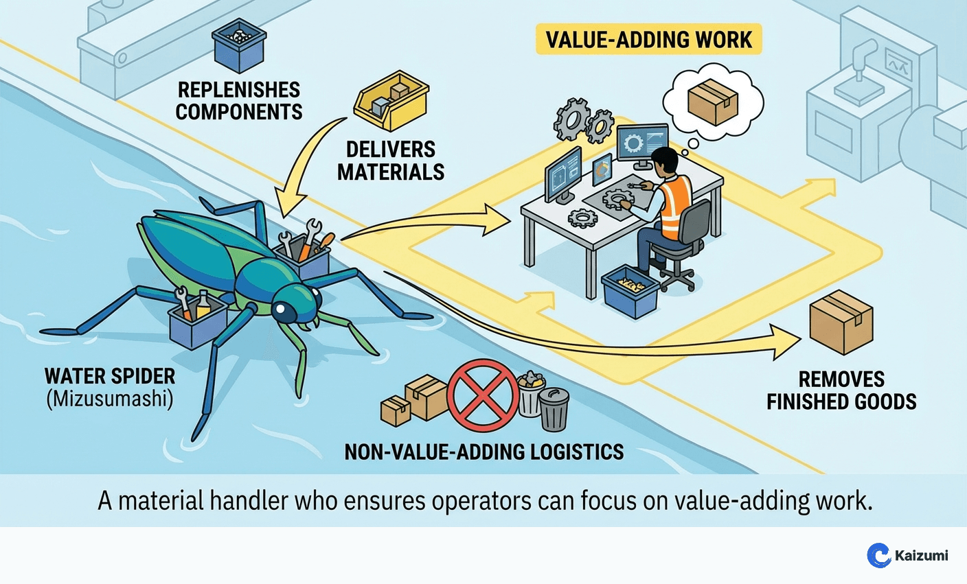 Illustration explaining Water Spider