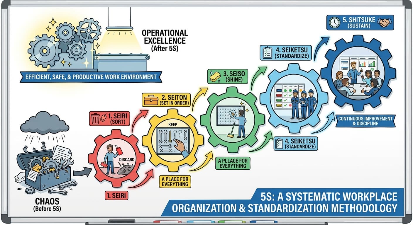 Illustration explaining 5S