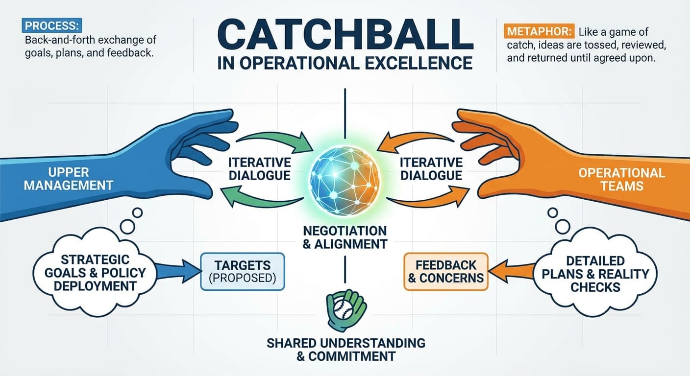 Illustration explaining Catchball