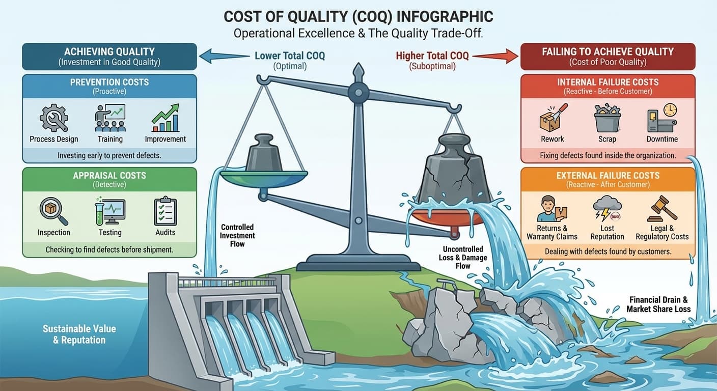 Illustration explaining Cost of Quality