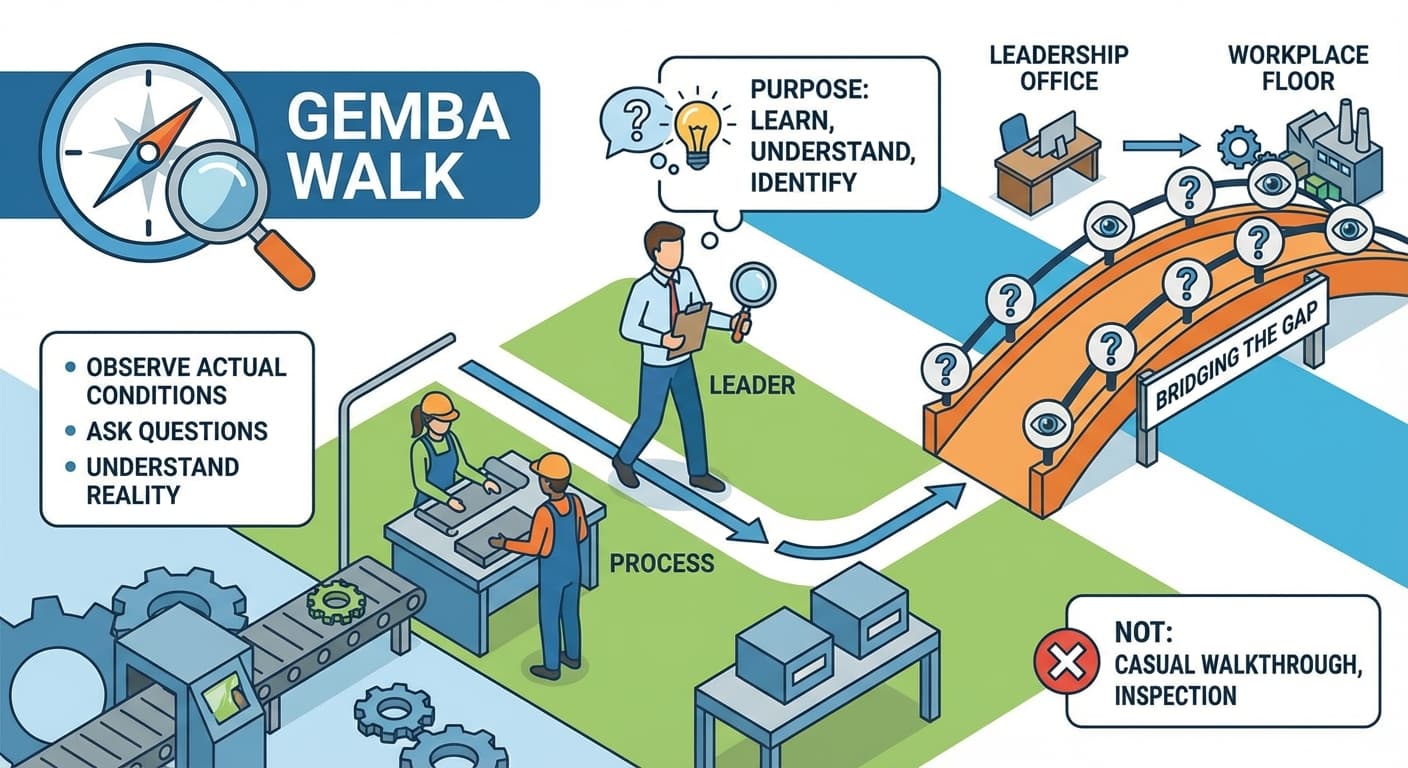 Illustration explaining Gemba Walk