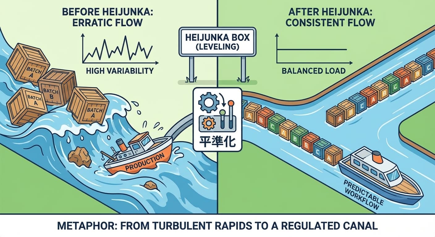 Illustration explaining Heijunka
