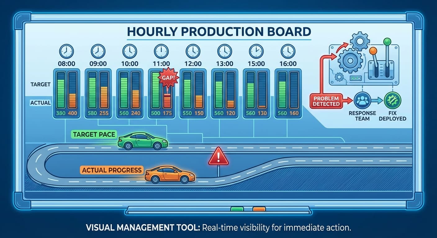 Illustration explaining Hourly Production Board
