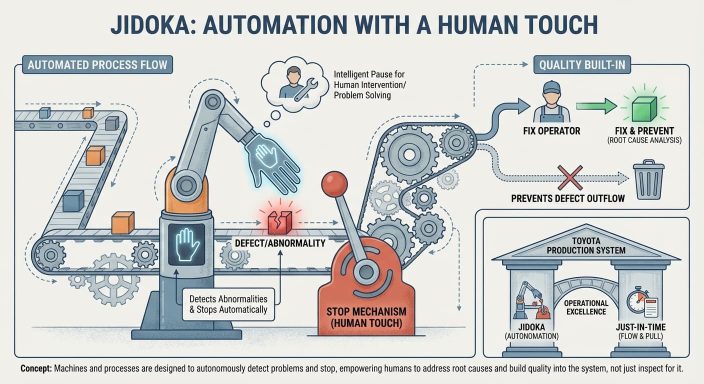 Illustration explaining Jidoka