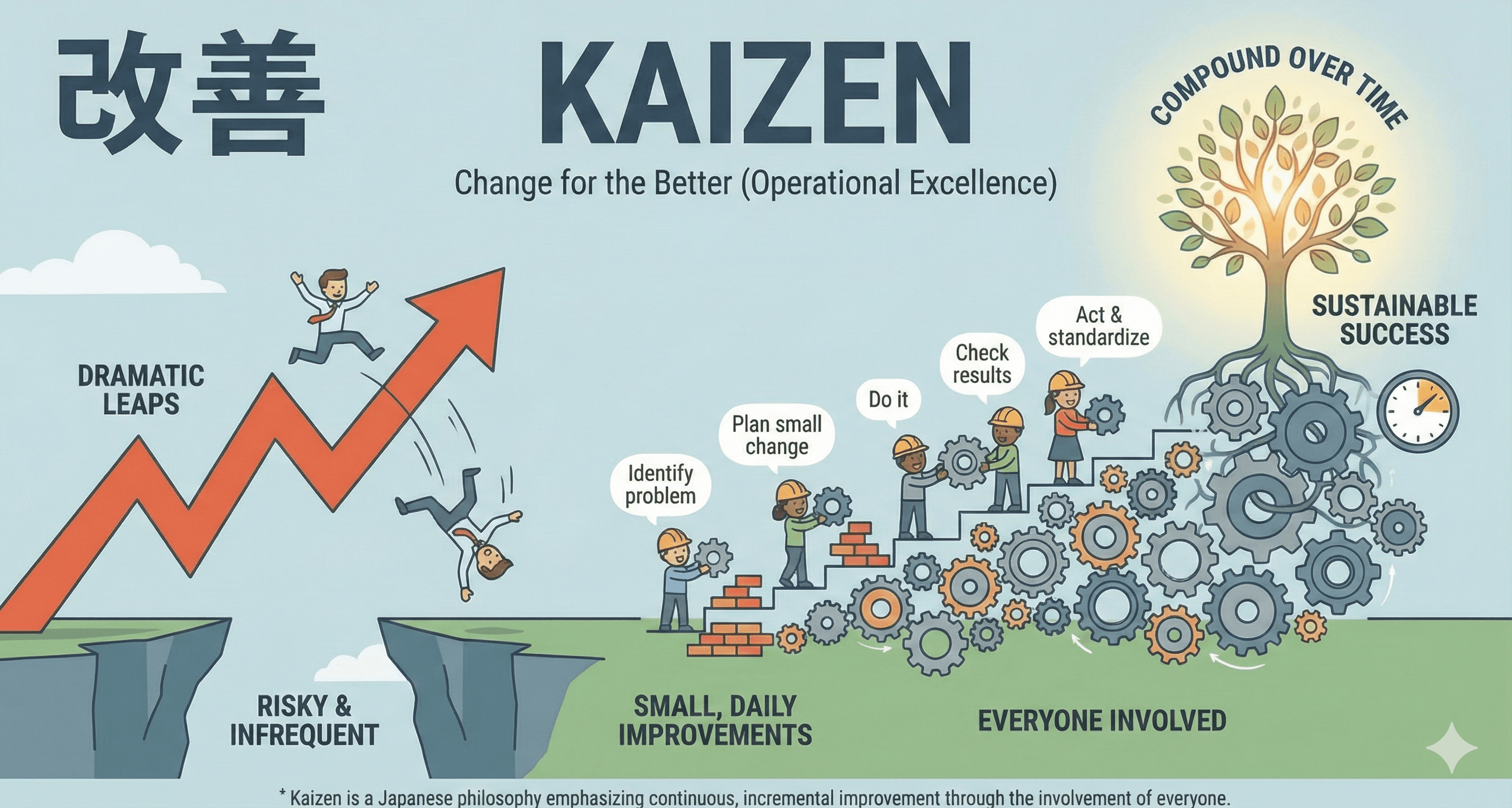 Illustration explaining Kaizen