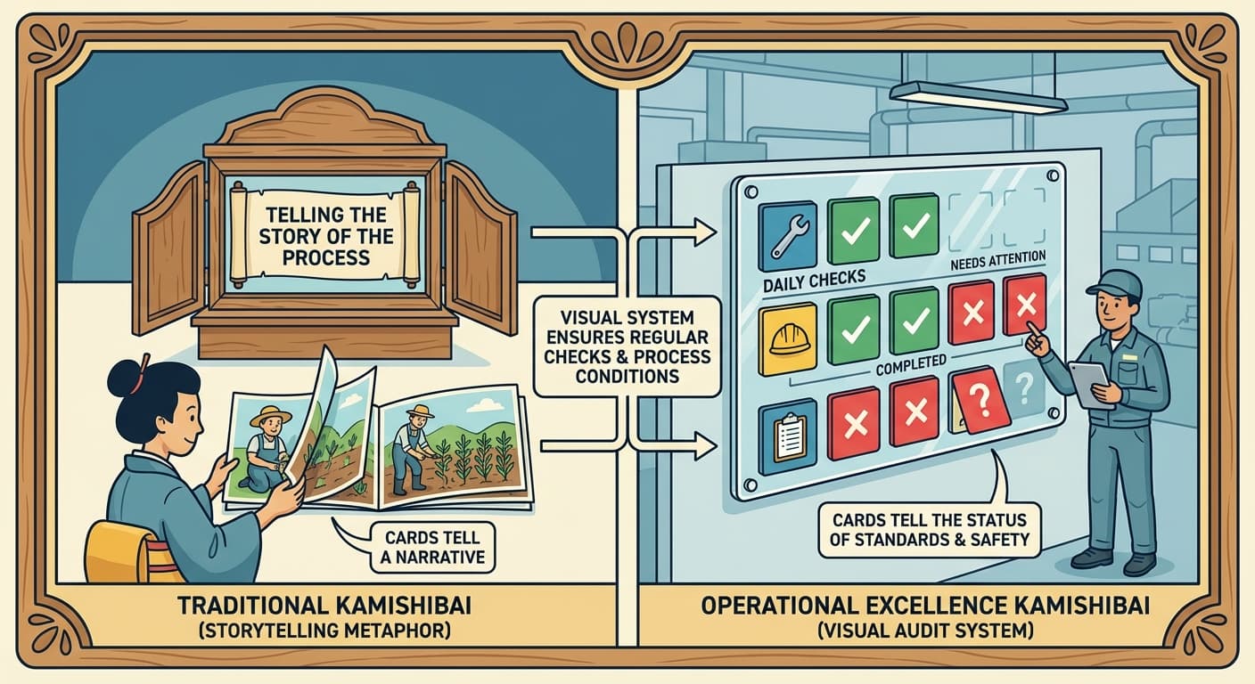 Illustration explaining Kamishibai