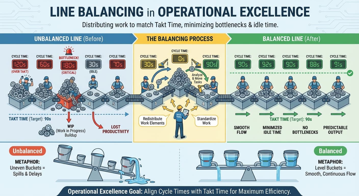Illustration explaining Line Balancing