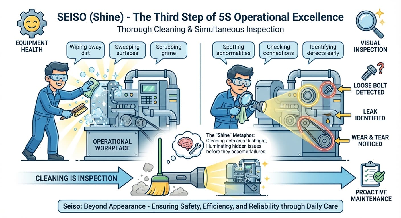 Illustration explaining Seiso (Shine)
