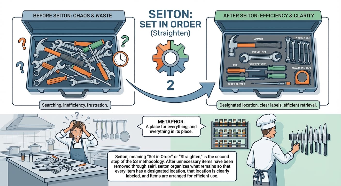Illustration explaining Seiton (Set in Order)