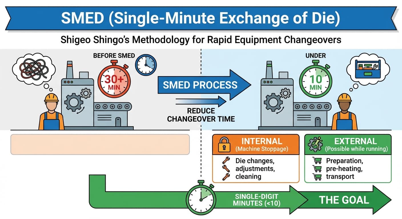 Illustration explaining SMED