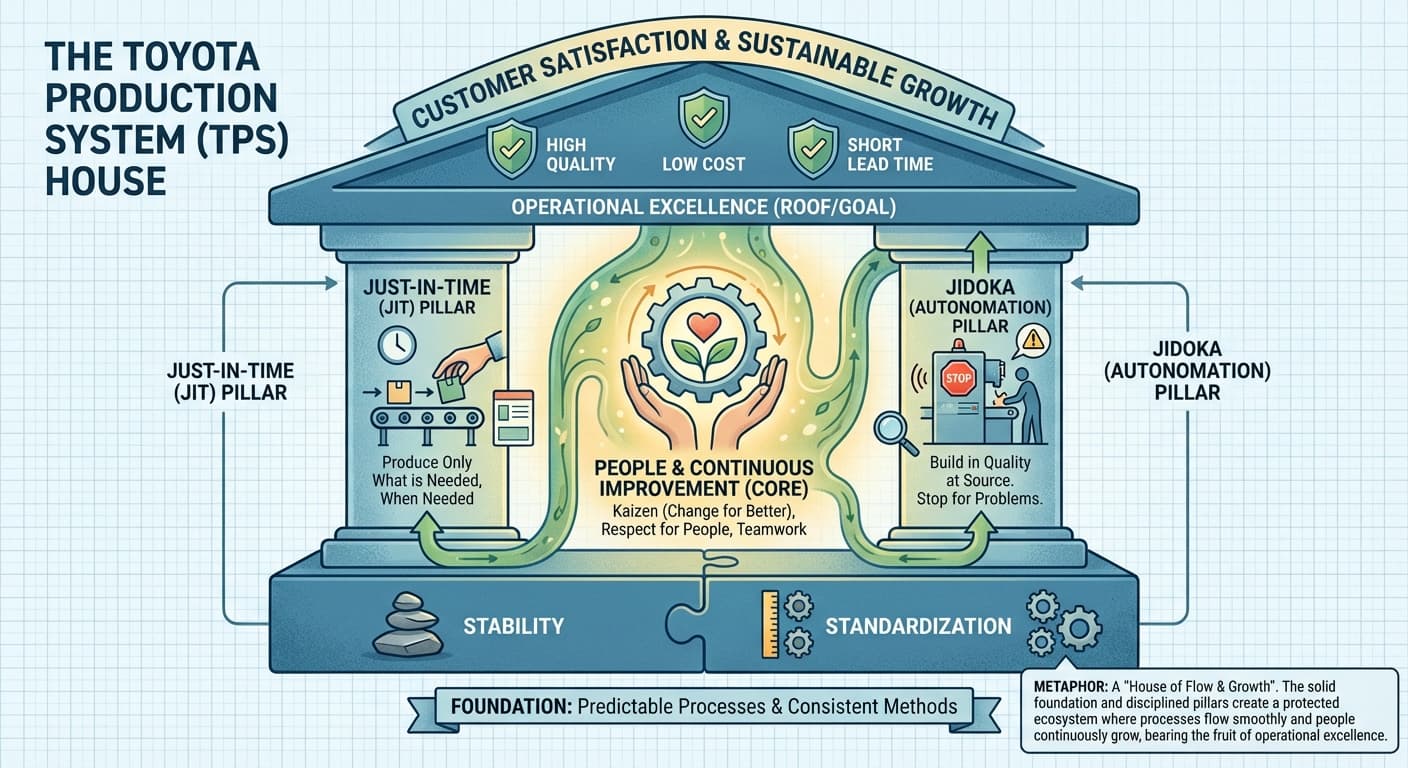 Illustration explaining Toyota Production System