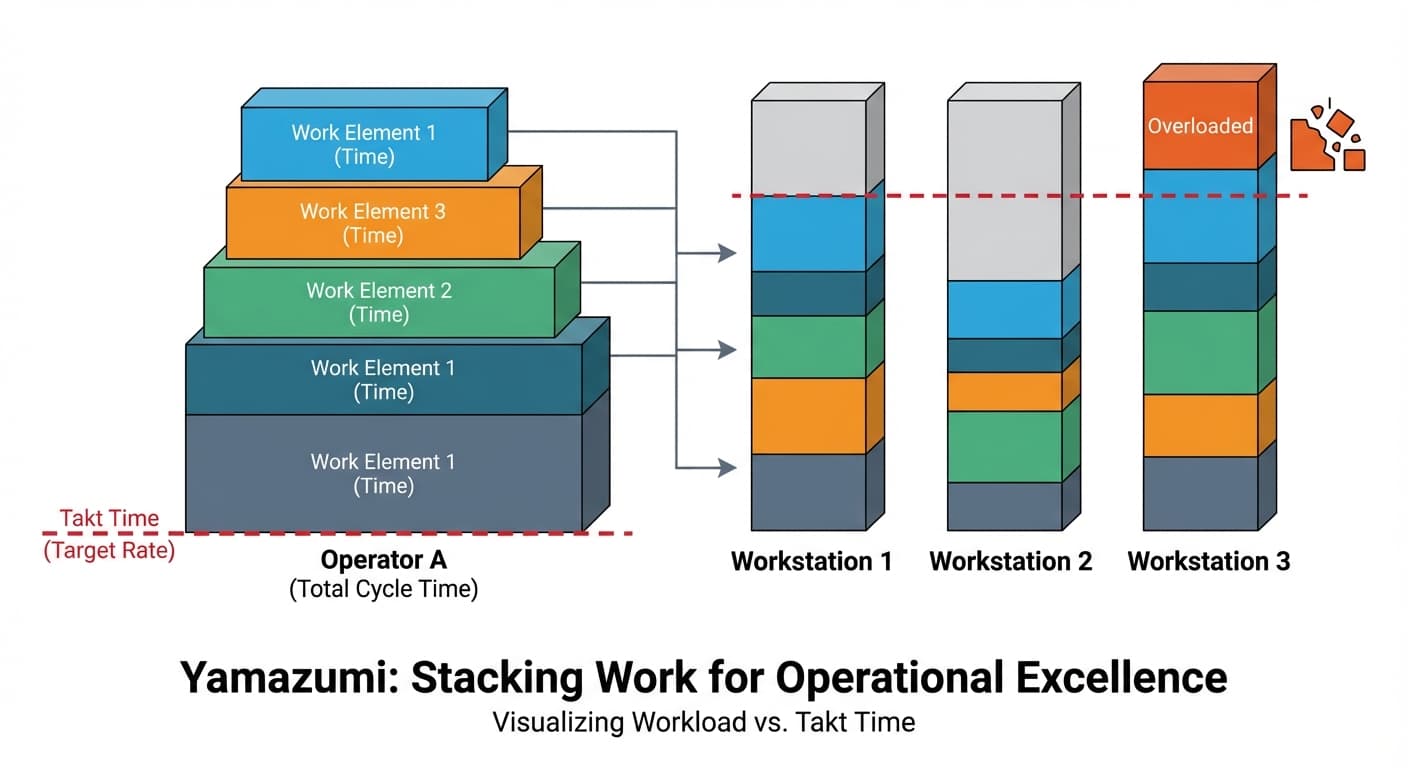 Illustration explaining Yamazumi