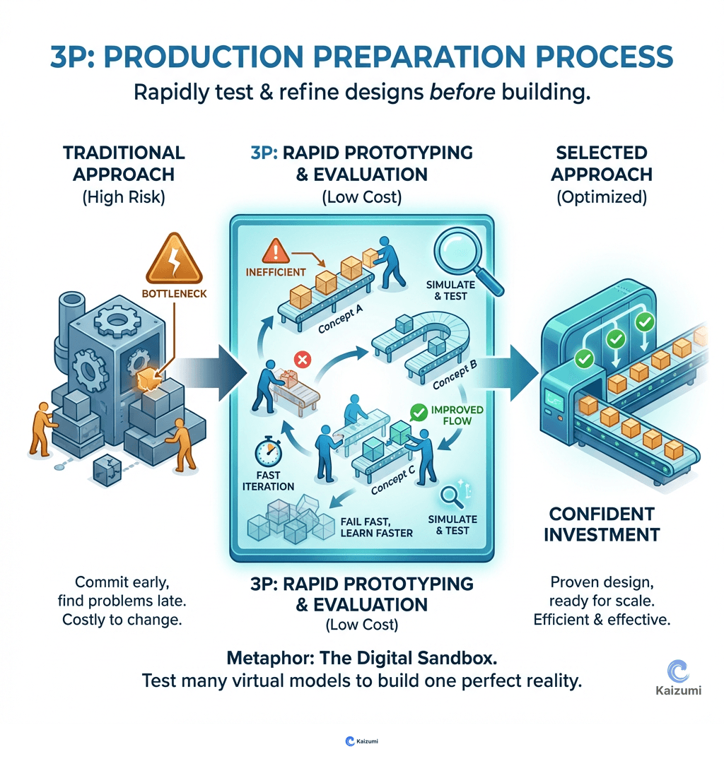Illustration explaining 3P (Production Preparation Process)