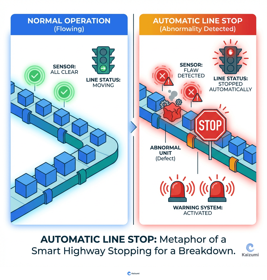 Illustration explaining Automatic Line Stop