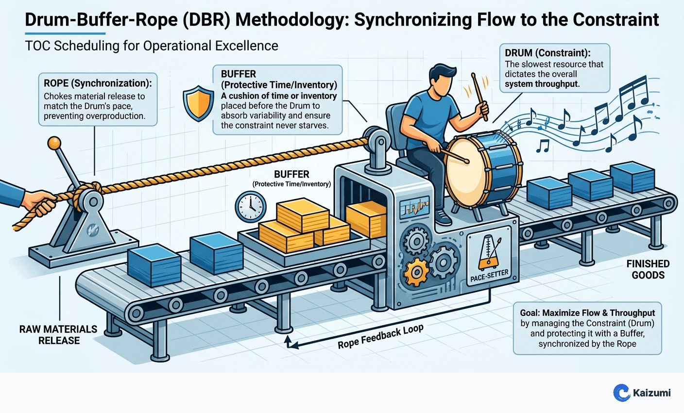 Illustration explaining Drum-Buffer-Rope