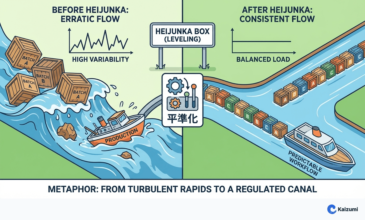 Illustration explaining Heijunka