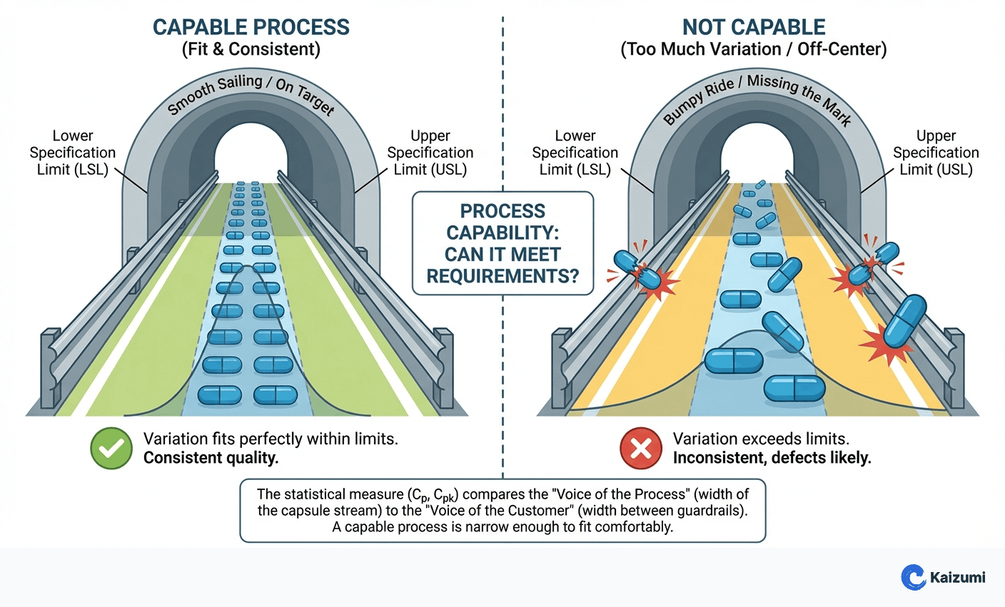 Illustration explaining Process Capability