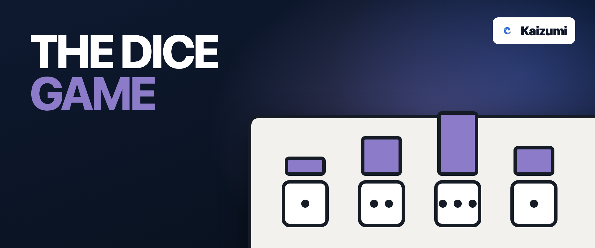 The Dice Game: four stations with dice, and the piles between them growing down the line