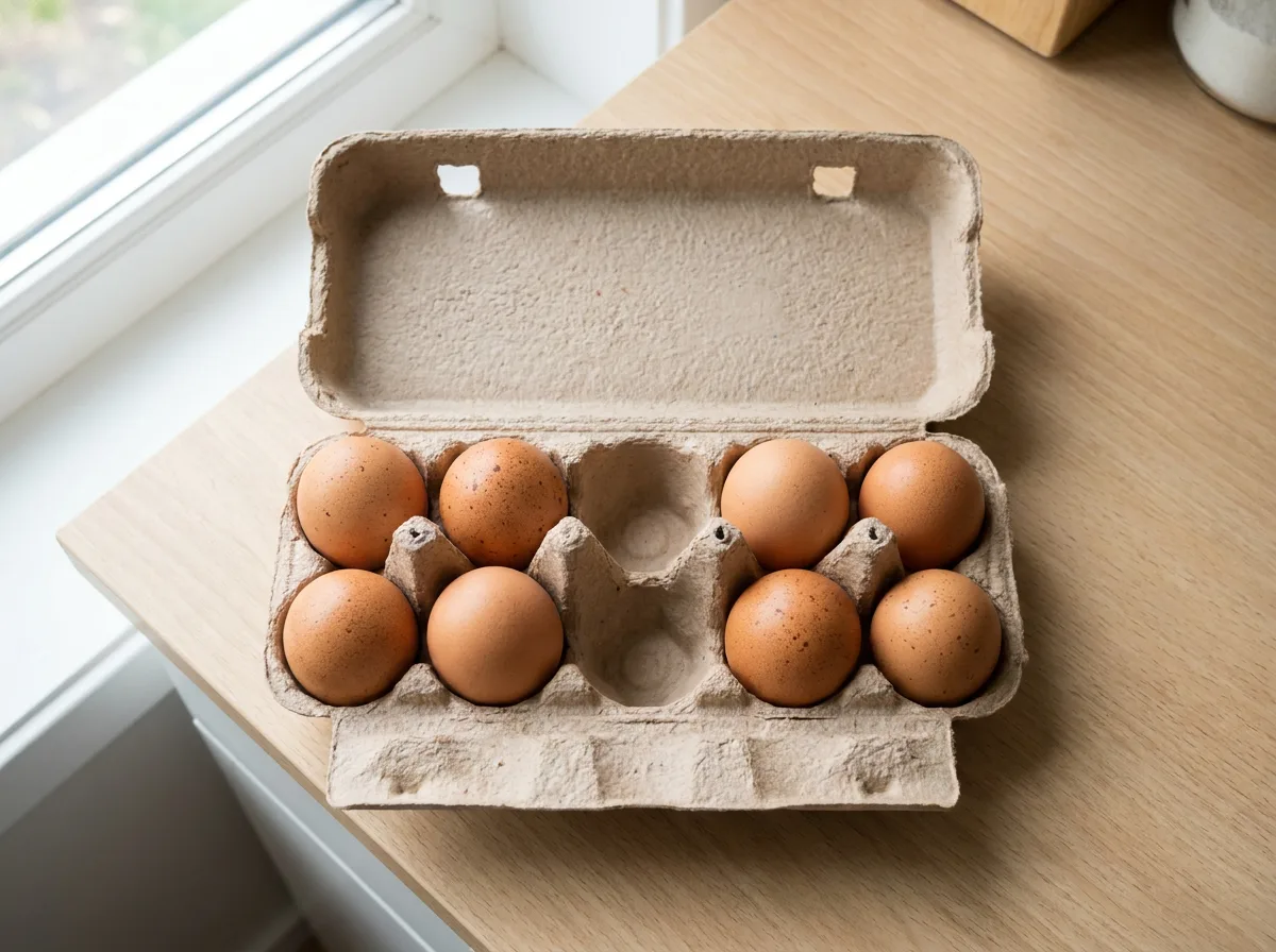 Egg carton with one empty cup