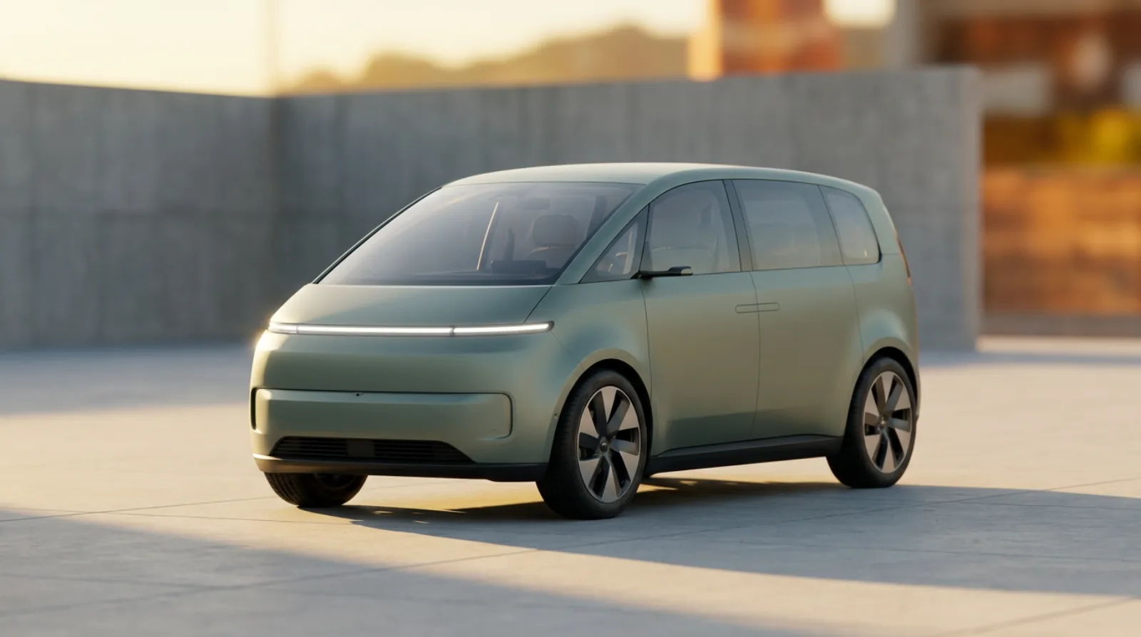 A one-box minivan on a 3-meter wheelbase — 64% of its length is wheelbase.